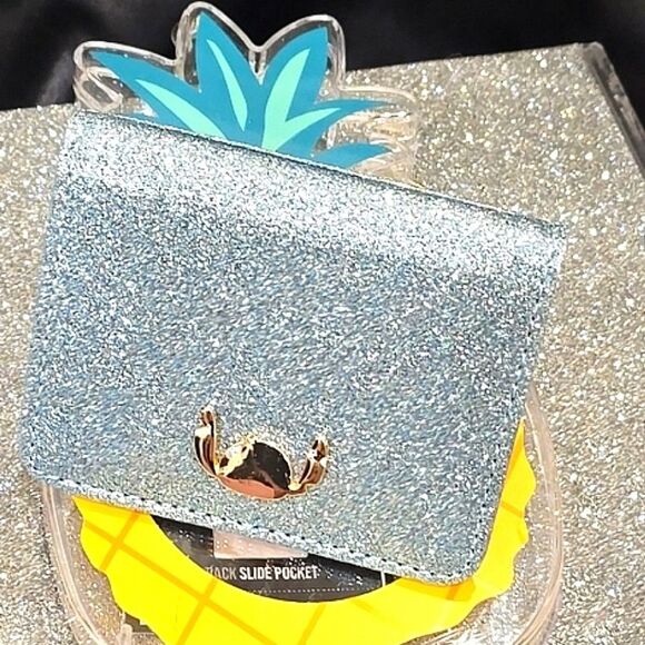 Bioworld Stitch Glitter Card Wallet w/Pineapple Ornament Case - Picture 2 of 7
